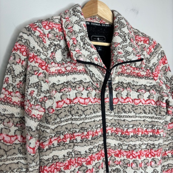 Tonia Debellis Molly Jacket in Cream Tan Coral Nordic Print Size S - Picture 3 of 12